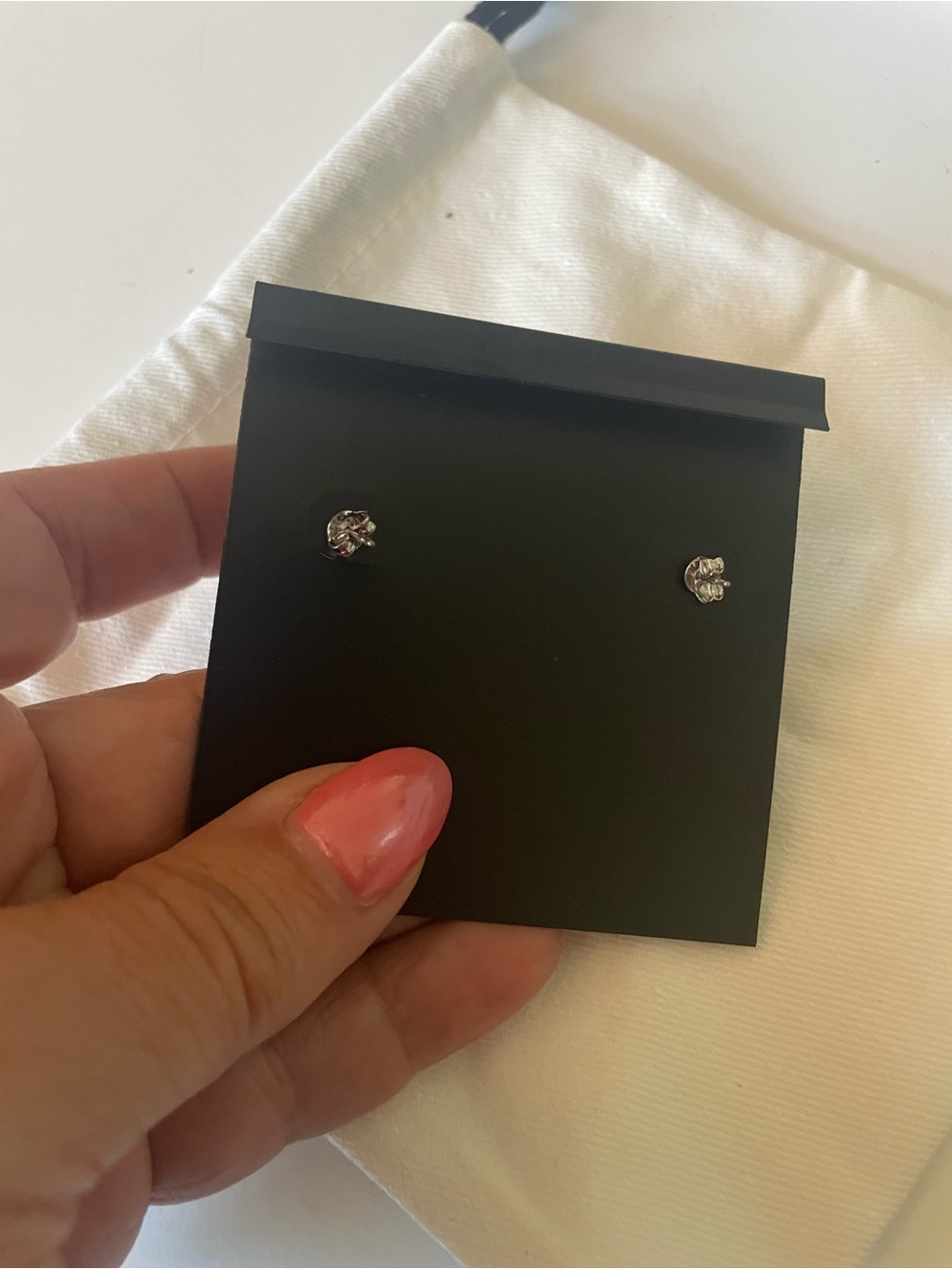 Coach Silver Interlocking Crystal Hoop Stud Earrings - Picture 4 of 4